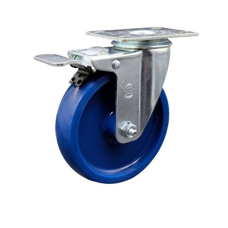5 Inch SS Solid Polyurethane Top Plate Caster with Total Lock Brake SCC