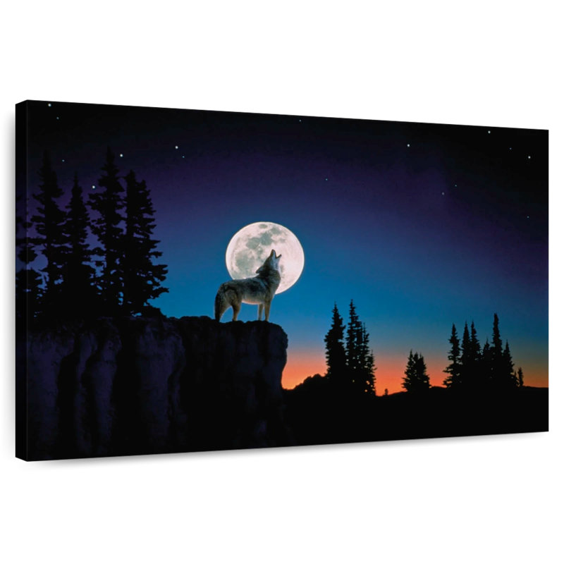 Brampt Wolf Howling At Night, 32'' H x 48'' W