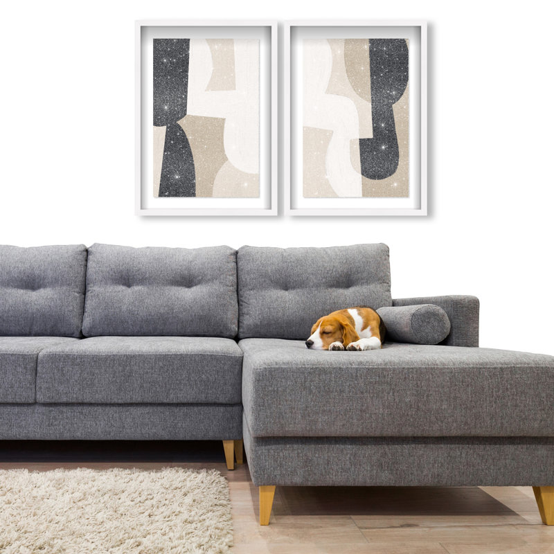 El Modernista Set Shadowbox Abstract Print by Oliver Gal, Black Frame, 10 x 15, 17.5"H x 25.5"W, White Shadowbox