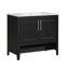 Meuble-lavabo 36 po avec lavabo, armoire de salle de bain multifonctionnelle avec portes et tiroirs, cadre en panneau de fibres à densité moyenne et panneau de fibres à densité moyenne, noir