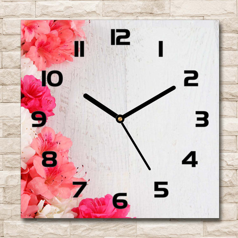 Glass Wall Clock, Black/White/Pink