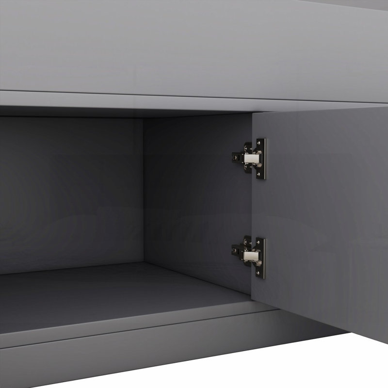 Structure de lit plateforme simple avec rangement - aucun sommier nécessaire, robuste et amp; Durable, gris