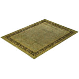 Overdyed Hand-Knotted Wool Modern-Contemporary Green Area Rug 9' 1" x 12' 1"