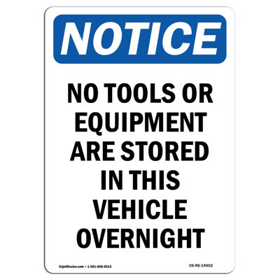 No Equipment are Stored Sign