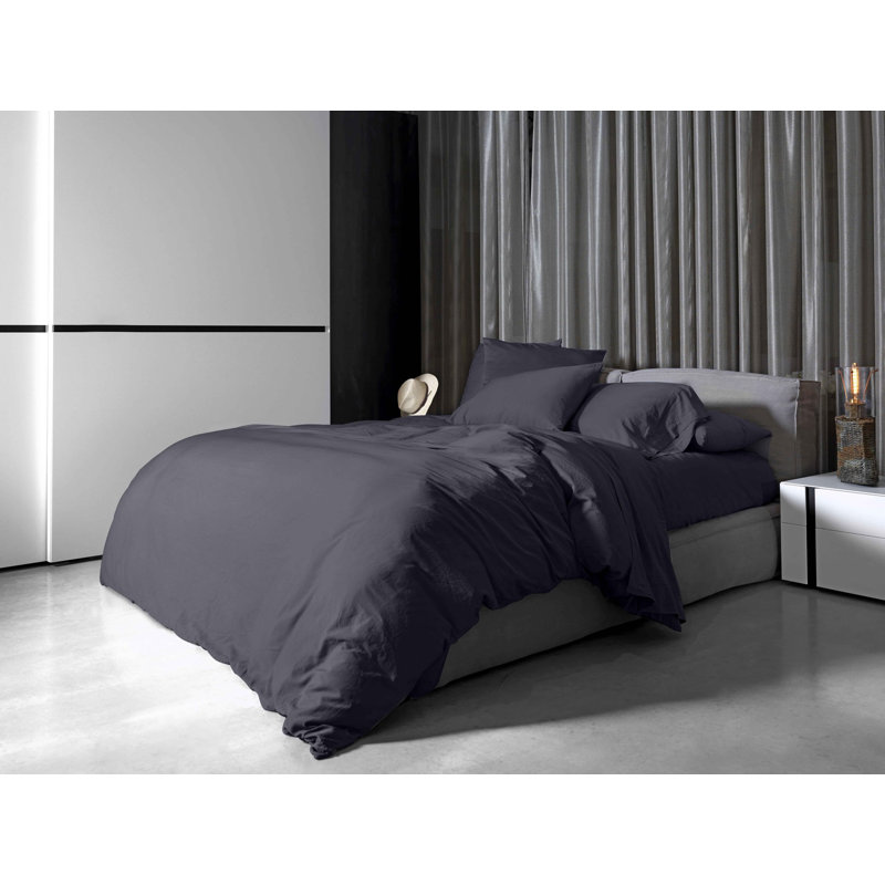 Viola Sateen Sham, Standard Sham, Charcoal