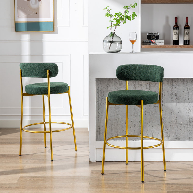 Comrad Upholstered Counter Stool, Green