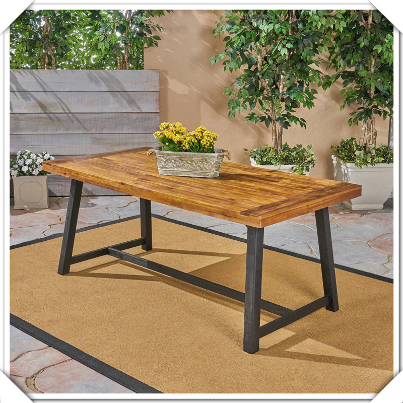 Table de salle à manger d'extérieur en bois d'acacia Robuste, élégante, durable, pratique et polyvalente