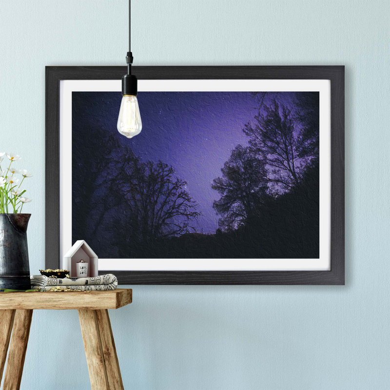 Purple Stars - Framed Print, 33cm H x 45cm W x 2cm D, Black