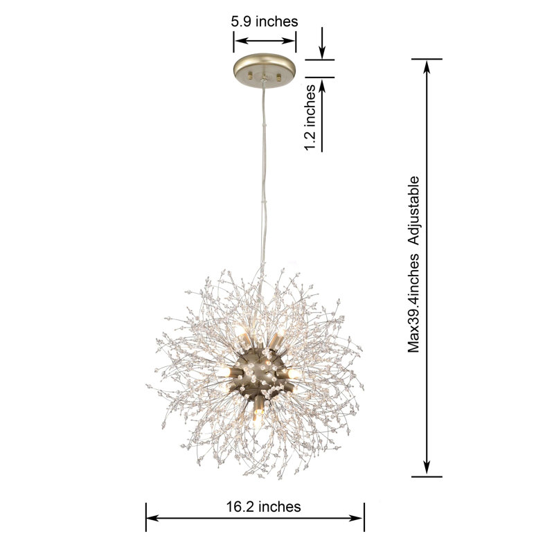 Lustre suspendu 8 lumières Varner, Or