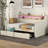 Ibraham Daybed With Storage Drawers, Upholstered Daybed With Charging Station And LED Lights