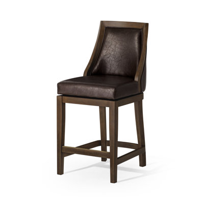 Maven Lane Vienna Swivel Stool with Faux Leather Upholstery