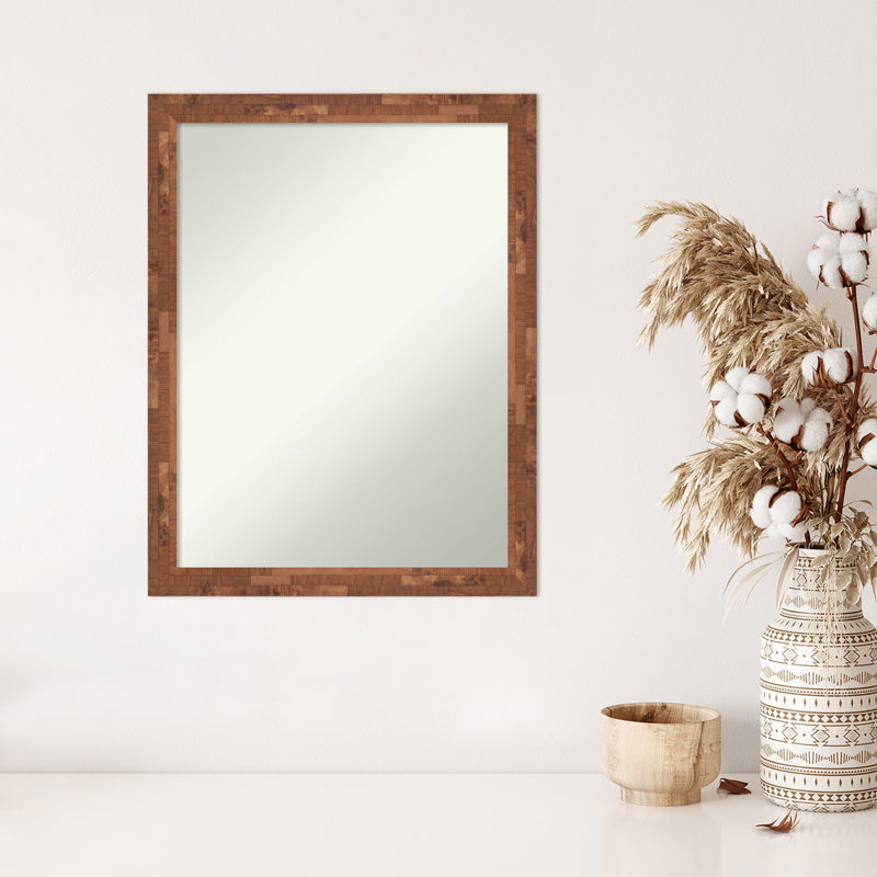 Miroir mural en bois Isais Leavens, Brun patiné, 20,5 po x 26,5 po
