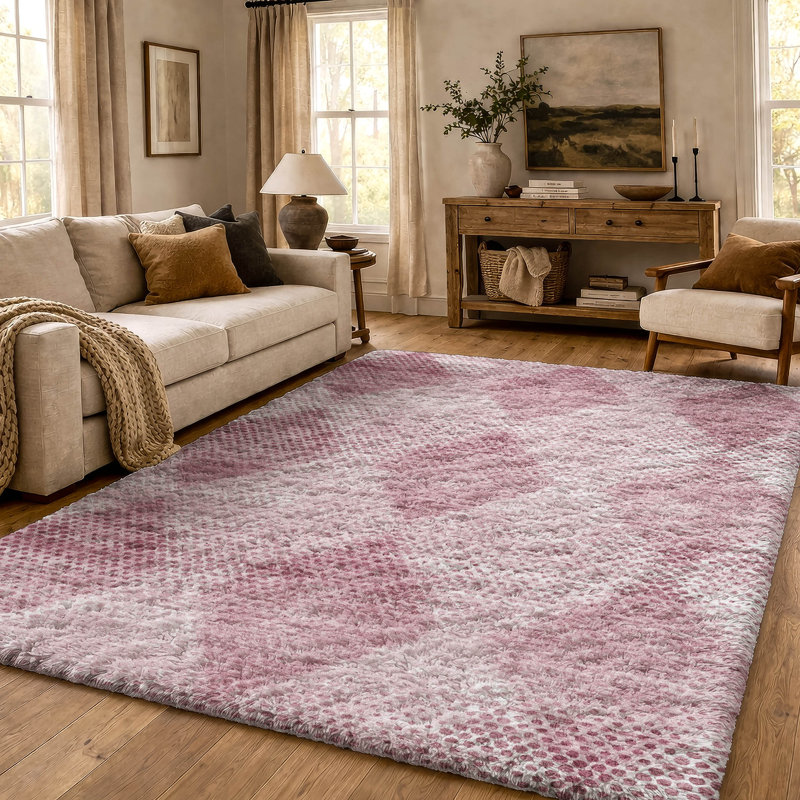 Tapis à poil long de qualité supérieure lavable à la machine ADS539, Merlot, 9' x 12'