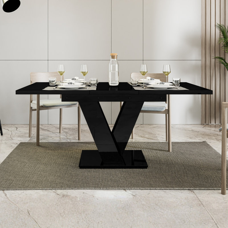 Extendable Dining Table Masiv, Black Gloss