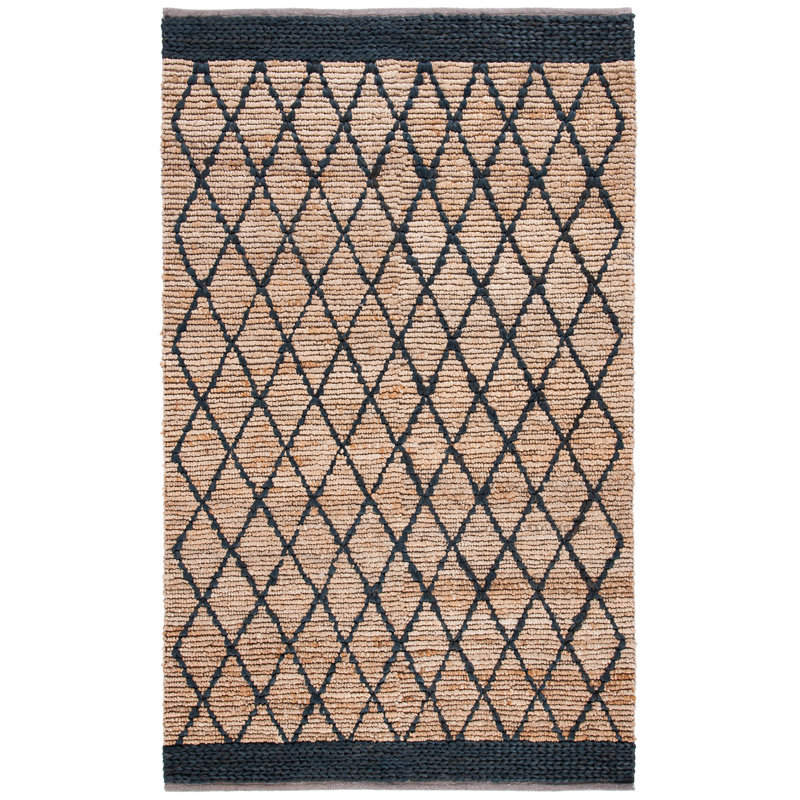 Tapis brun clair à motif géométrique tissé à la main Lyon, Rectangle 3 pi x 5 pi