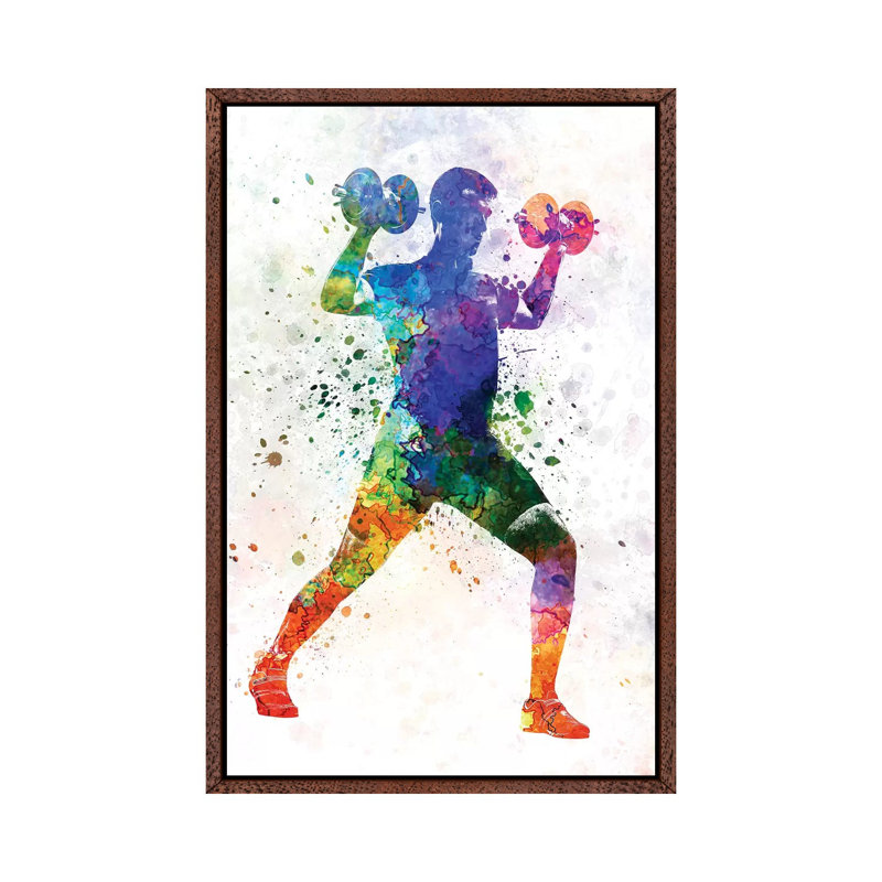 Man Exercising Weight Training by Paul Rommer - Floater Frame Gallery-Wrapped Canvas Giclée on Canvas, Classic Wood