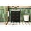 Meuble-lavabo de 61 cm (24 po), lavabo en céramique, 3 tiroirs, bois massif, surface lisse, lavabo à trois trous, style rétro, rangement, structure en bois, fabrication artisanale