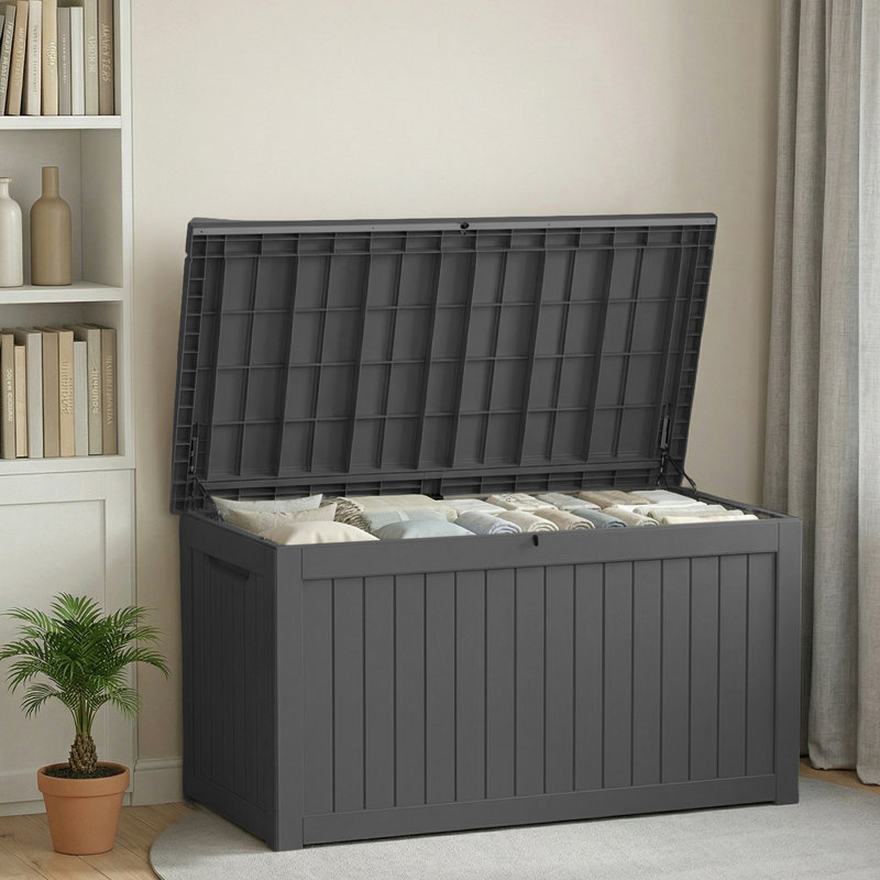 Boîte de rangement verrouillable en résine résistante à l'eau 57,92 "l 230 gallons (noir), Noir, 230