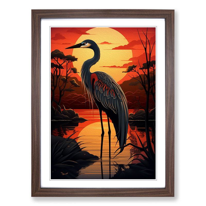 Heron Art Deco No.2 - Framed Print
