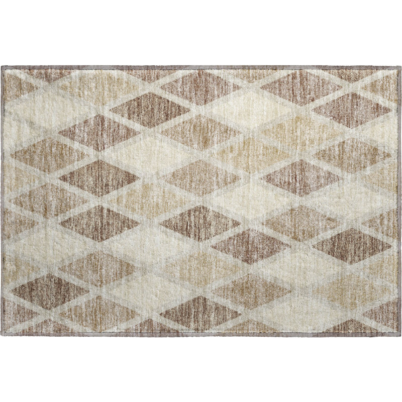 Premium Machine Washable Prisco Taupe Rug, Rectangle 1'8" x 2'6"