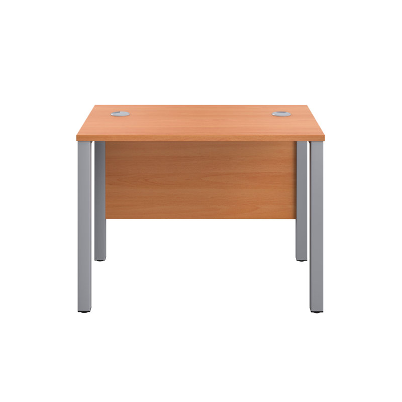 Bouton Metal Base Desk Shell, Silver, Beech