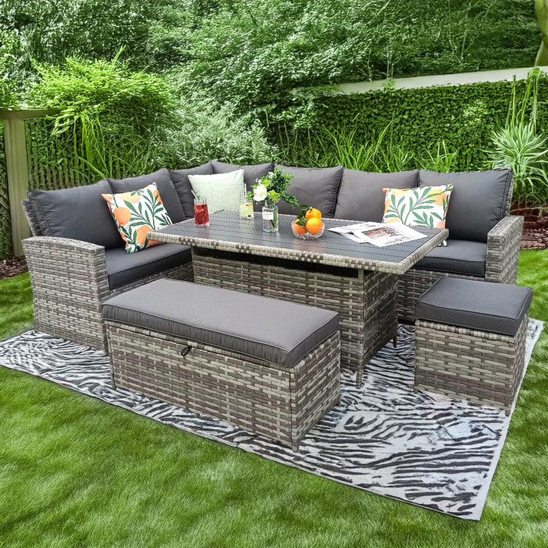 Garden Sofa Serdar Seater Rattan Corner Sofa Set Sectional