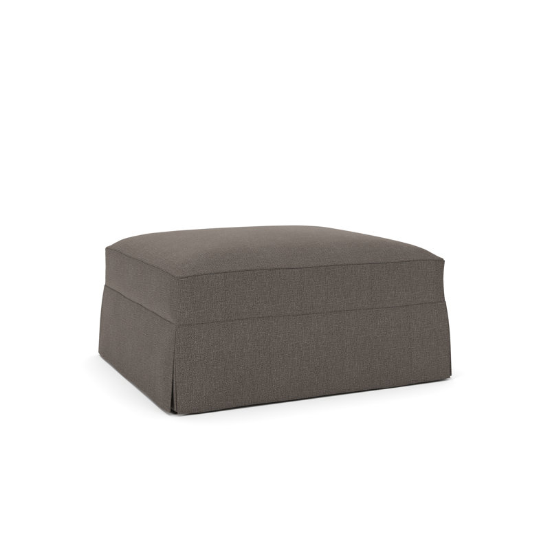 Lucia Upholstered Ottoman, Drusky Charcoal Sustain® Basketweave