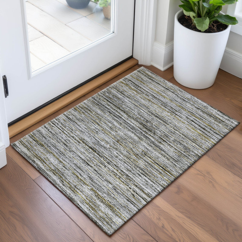 Premium Machine Washable Larock AMF1239 Stripes Rug, Rectangle 1'8" x 2'6"