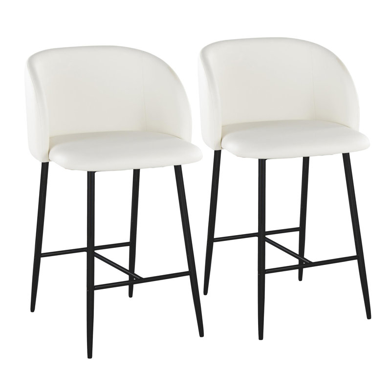  Tabouret de comptoir 26 po Terrance, Blanc, Noir, noir, noir, noir