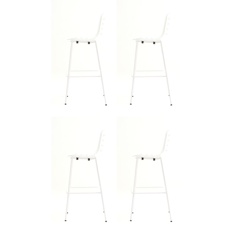 Tabouret de bar perforé Holi (ensemble de 4), Blanc