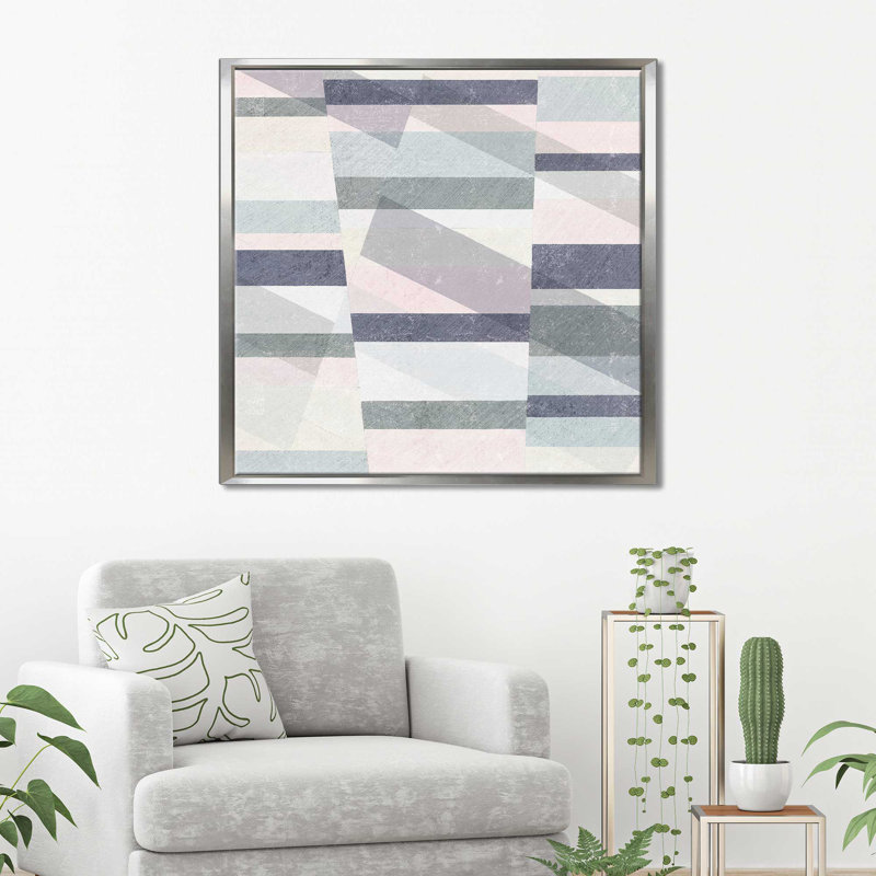 «Pastel Reflections III», reproduction de peinture à l'aquarelle, H 39,5 po x l 39,5 po x P 2 po, Cadre flottant argent