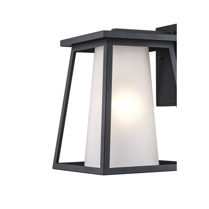 Lanterne murale d'extérieur en verre noir givré, H 13,8 po x l 9,8 po x P 11,4 po