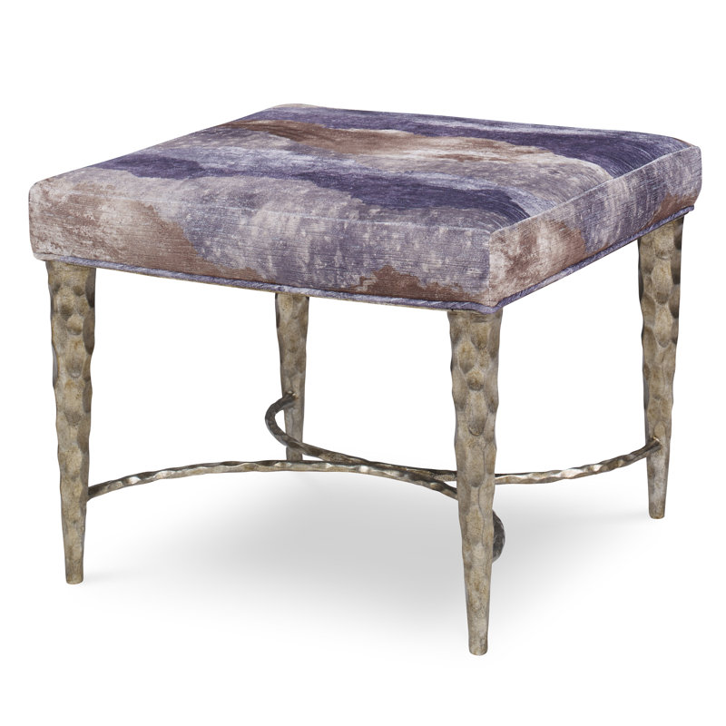Chiseled Square Ottoman, Venice Navy 100% Polyester