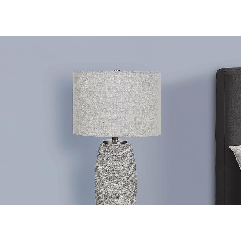 Lighting, 25 po, lampe de table, céramique grise, abat-jour gris, moderne