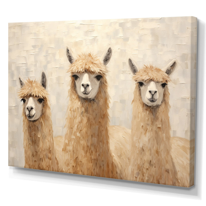Minimalisme, Alpagas mignons sur toile, H 16 po x l 32 po x P 1 po, Toile tendue