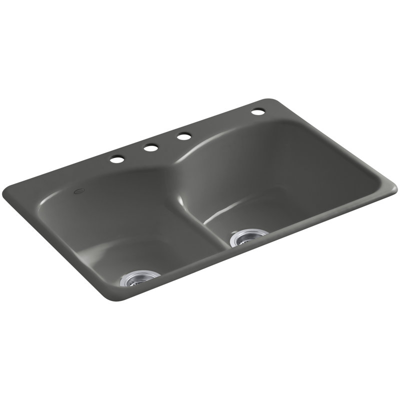 Langlade® 33" L x 22" W Drop-In Kitchen Sink, 4 Hole, Thunder Gray