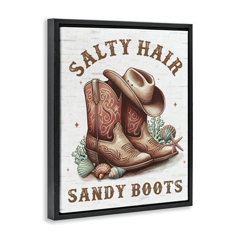  Art mural sur toile Coastal Cowgirl, Cadre flottant noir de jais, H 21 po x l 17 po