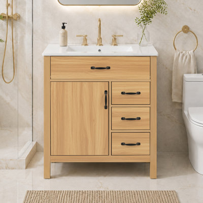 Quietwood Transitional Bathroom Vanity with Ceramic Sink