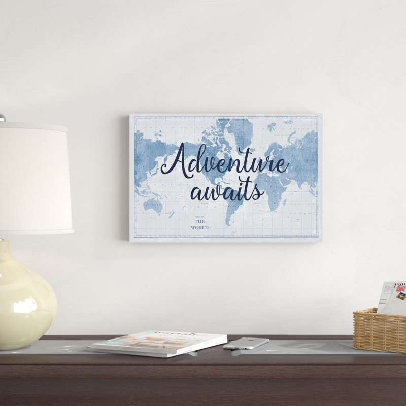 Carte du monde, aventure blanche et bleue, H 12 po x l 18 po