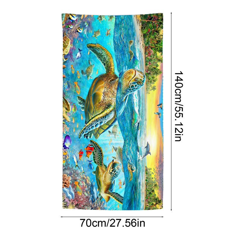 Serviette de plage 55 x 27 po Motif de tortue de mer Serviette de plage à séchage rapide Pas de sable, de profondeur
