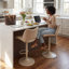 Tabouret de bar pivotant à hauteur réglable Tabouret de bar moderne en similicuir avec structure en métal-114210752