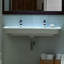Equility White Fireclay U-Shaped Wall Mount Bathroom Sink with Overflow