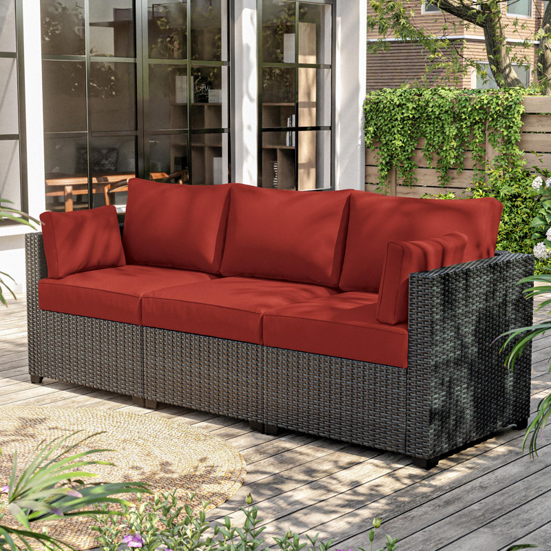 Outdoor Cushions Replacement Patio Cushions Set For 3 Seats, Terra Red