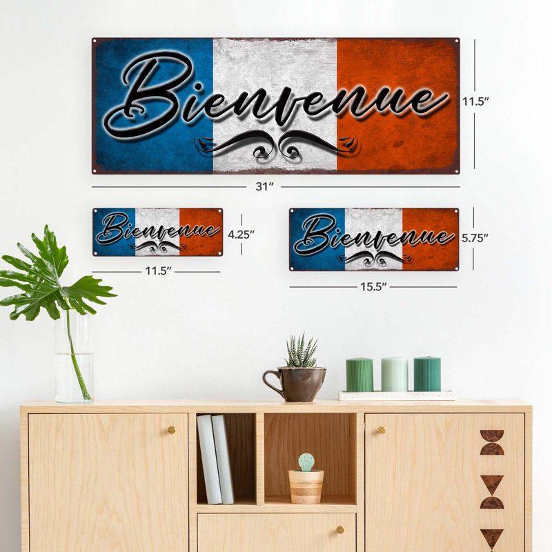 "Enseigne en métal patiné", H 5,75 po x l 15,5 po