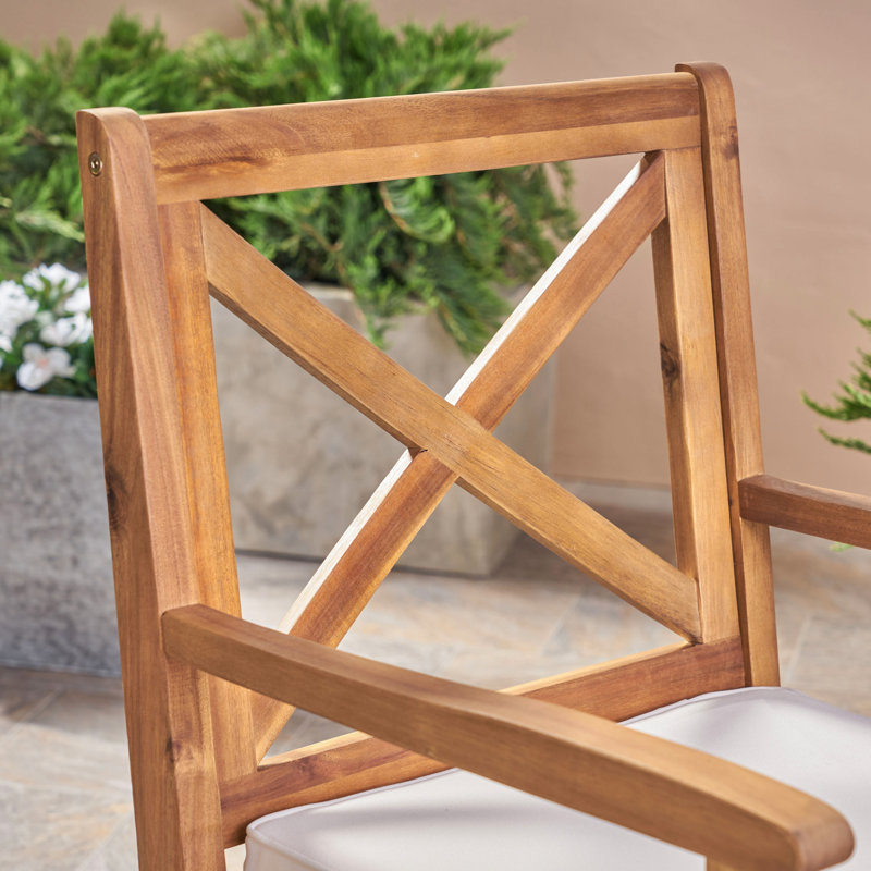 Chaises de salle à manger 2 pièces avec coussins crème - Convient pour les rassemblements en bois dans la cour arrière