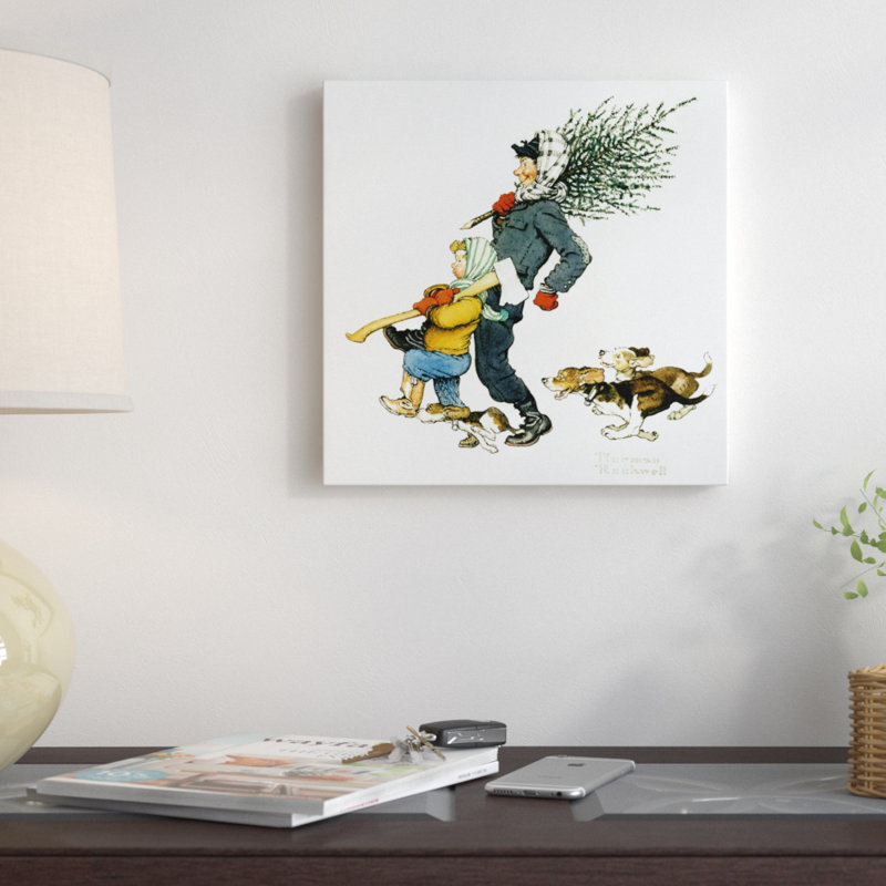 «Bringing Home the Tree» par Norman Rockwell - impression sur toile tendue, H 18 po x l 18 po x P 1,5 po