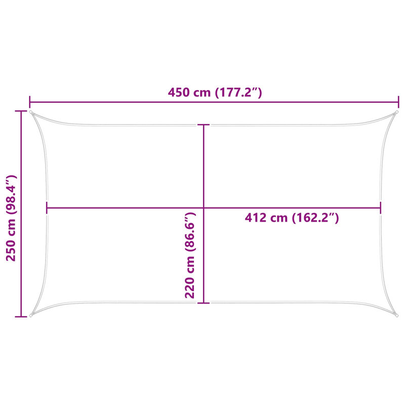 Vidaxl Sunshade Sail Oxford Fabric Rectangular Patio Shade Sunscreen Canopy, Blue/White, 2.5m W x 4.5m L