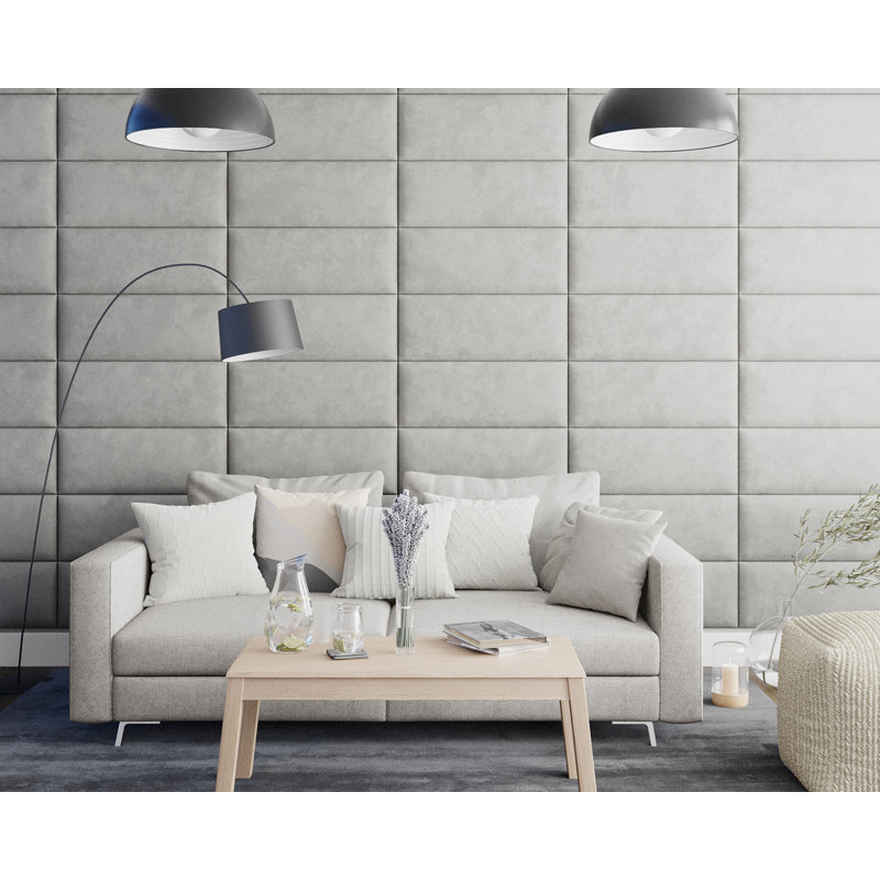 Kamylle 30 cm x 75 cm Peel and Stick Upholstered Wall Paneling in Granite, Light Silver