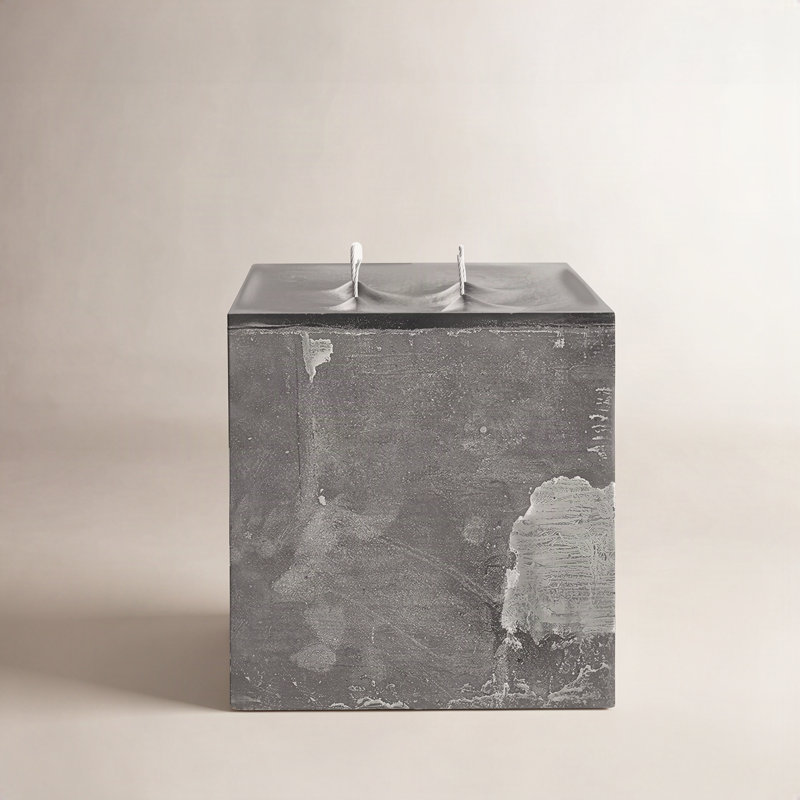 Square 4-Wick Super Pillar Candle, Anthracite