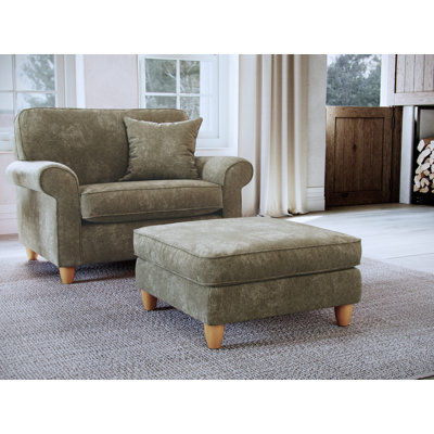 Clarkfield Slub Chenille Upholstered Footstool